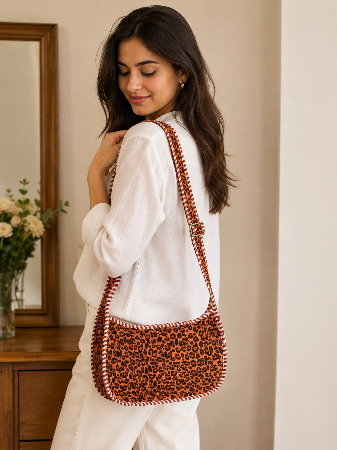 Sling Bag - Leopard Print on Orange