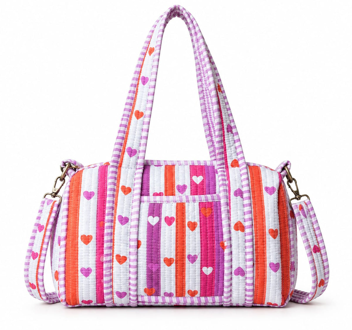 Pink Heart Patchwork Mini Duffle Bag