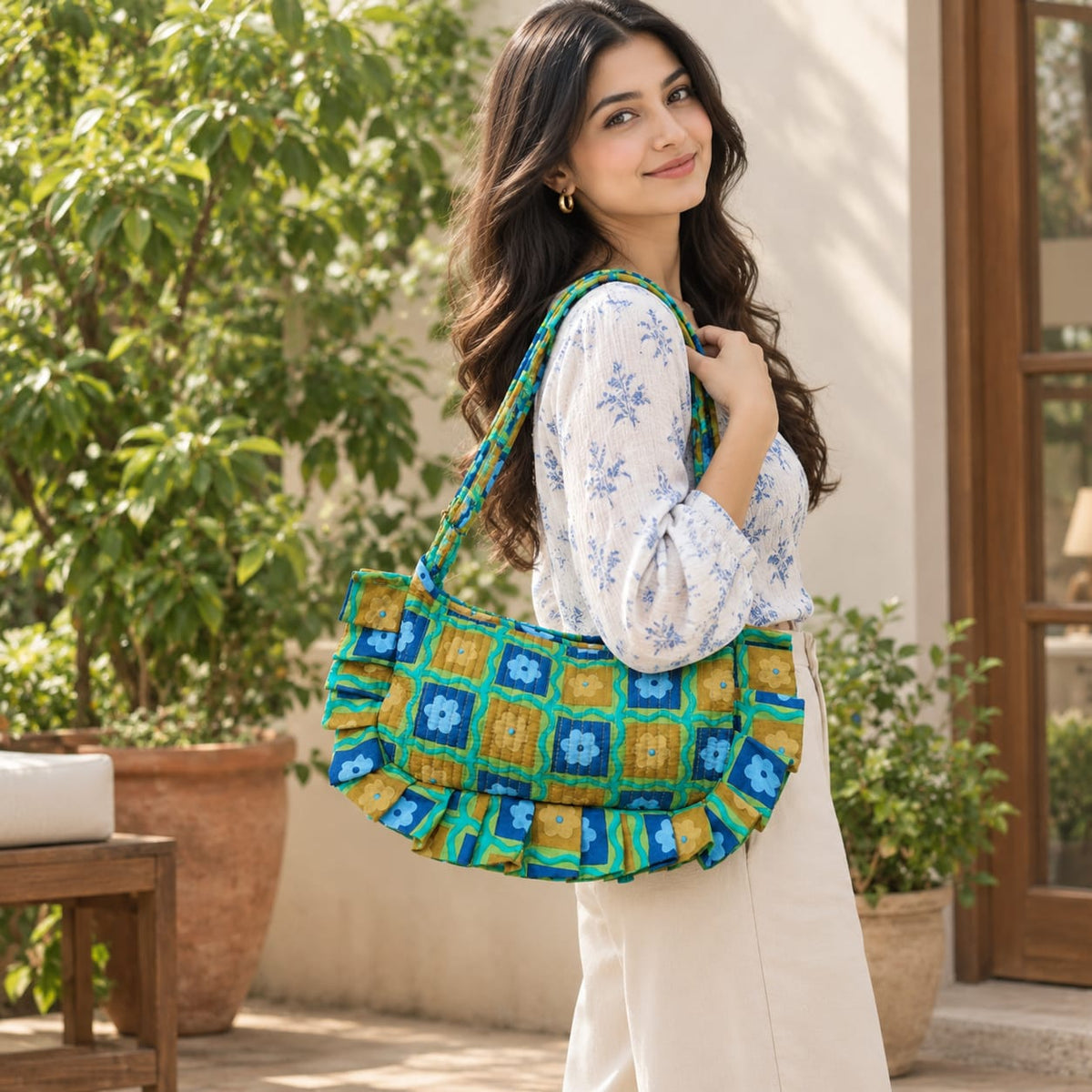 Sling Bag - Mix Flora Checks