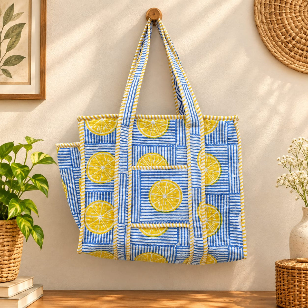 Blue Silly Lemon Tote Bag