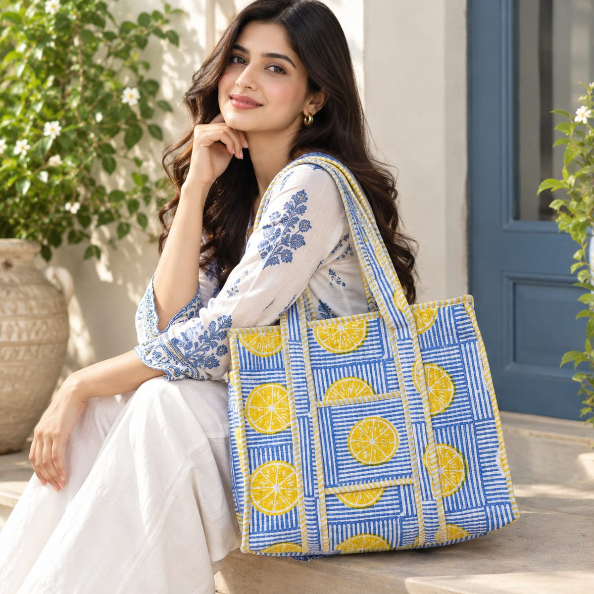 Blue Silly Lemon Tote Bag