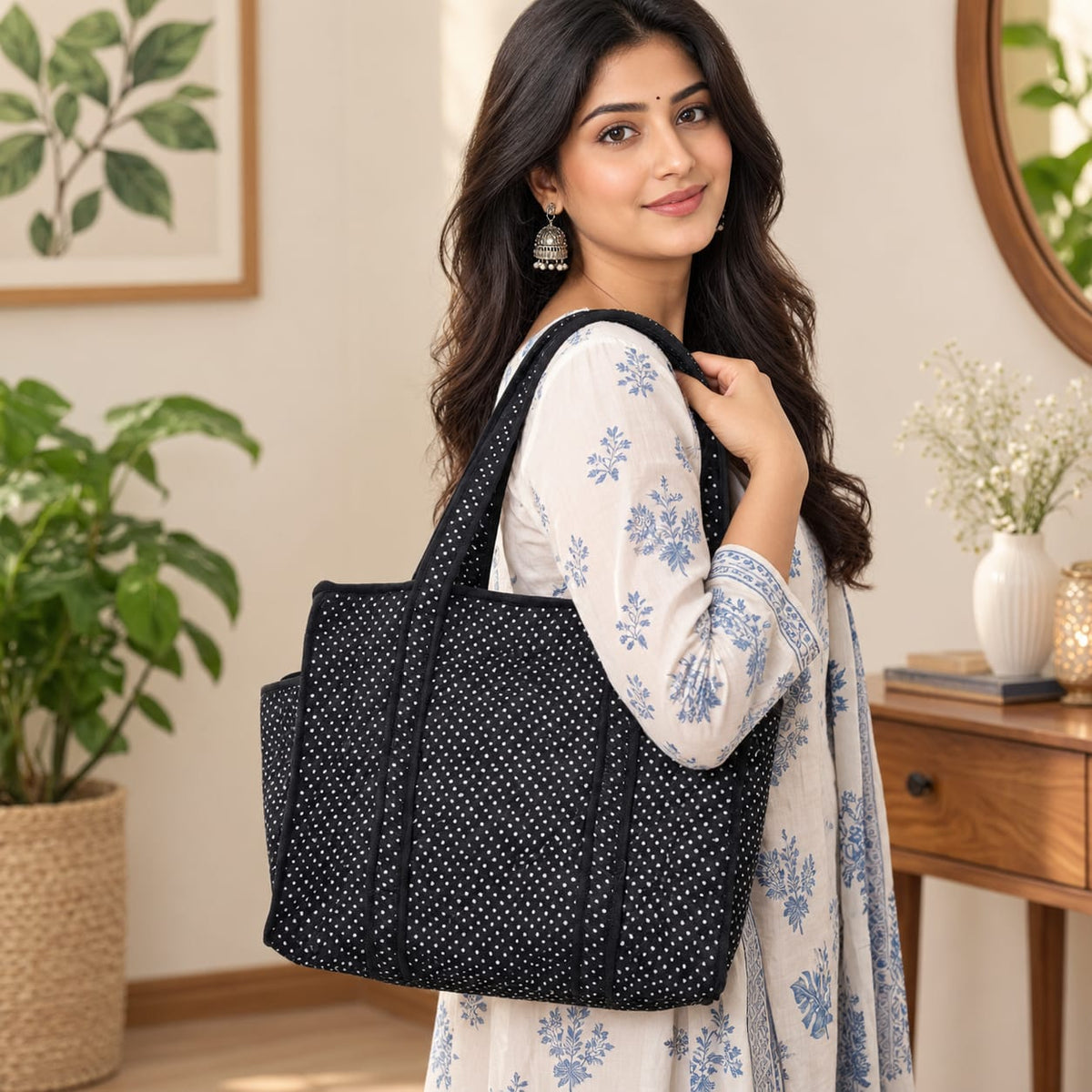White Dot Tote Bag