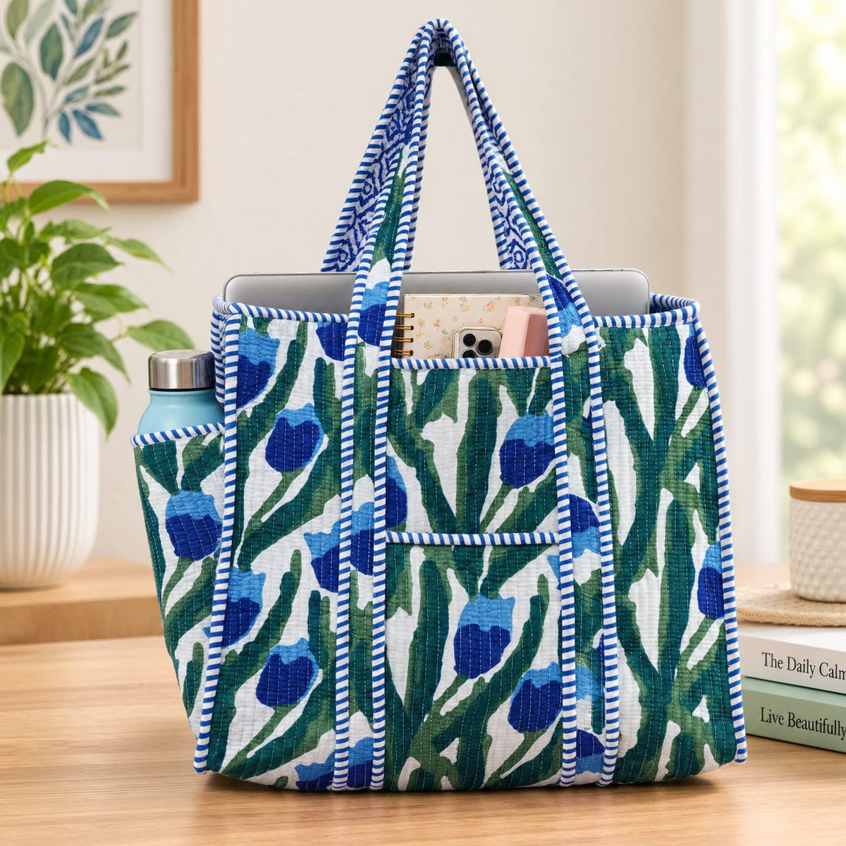 Blue Tulip Large Tote Bag