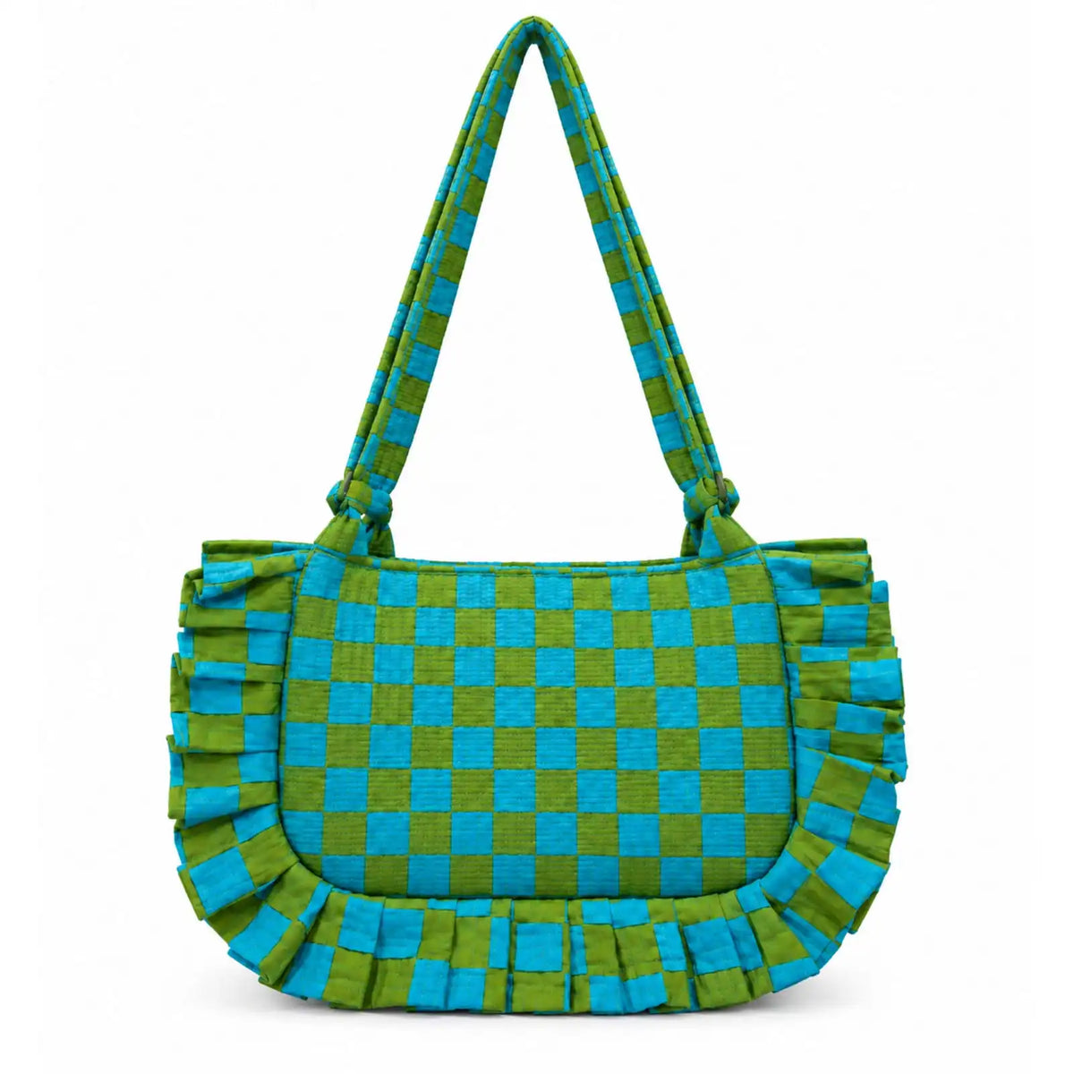 Sling Bag - Green Cheques With Frill
